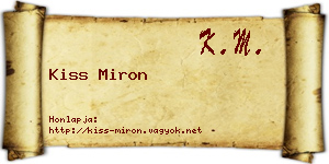 Kiss Miron névjegykártya